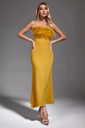 Leighton Yellow Feather Maxi Dress | Dress In Beauty