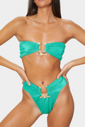 Hammered Trim High Waist Bikini Set | Dress In Beauty