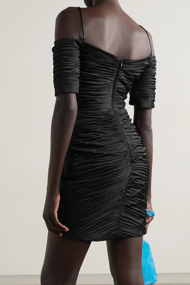 Embellished Ruched Satin Mini Dress | Dress In Beauty