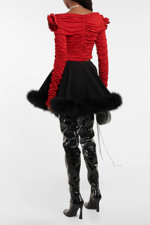 Floral Appliquéd Ruched Crop Top | Dress In Beauty