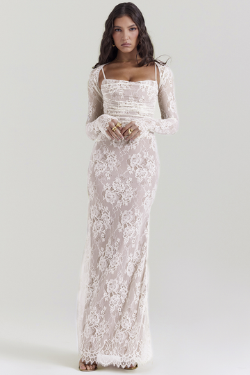 Vintage Cream White Lace Maxi Dress | Dress In Beauty