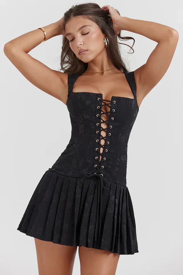 Black Strappy Jacquard Mini Dress Secondary image