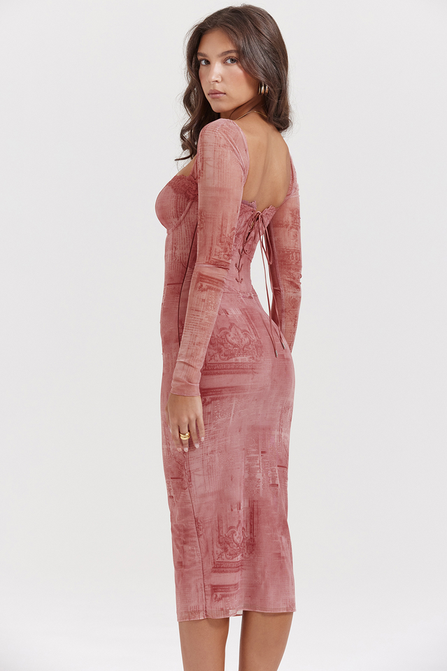 Seraphina Pink Printed Belted Dress | Dress In Beauty