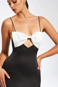 Eleanor Black & White Bow Satin Gown | Dress In Beauty