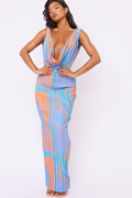 Abstract Print Plisse Cowl Plunge Maxi Dress | Dress In Beauty