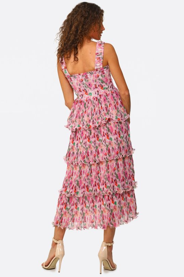 Floral Tiered Georgette Midi Dress | Dress In Beauty