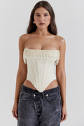 Aubrie Vintage Cream White Beaded Bra | Dress In Beauty