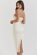 Nalita Vintage Cream Beaded Strapless Dress | Dress In Beauty