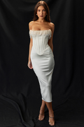 Nalita Vintage Cream Beaded Strapless Dress | Dress In Beauty