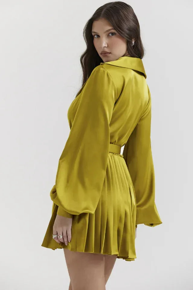 Belted Shirt Dress with Pleated Skirt Secondary image
