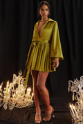 Allegra Chartreuse Pleated Shirt Dress | Dress In Beauty