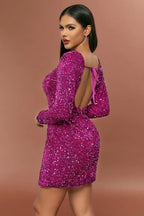 Sequin mini dress with tie back - View 14 | WEUXS