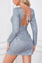 Sequin mini dress with tie back - View 8 | WEUXS