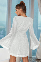 Sequin party dress with bell sleeves - View 23 | WEUXS