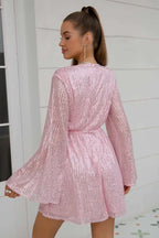 Sequin party dress with bell sleeves - View 18 | WEUXS