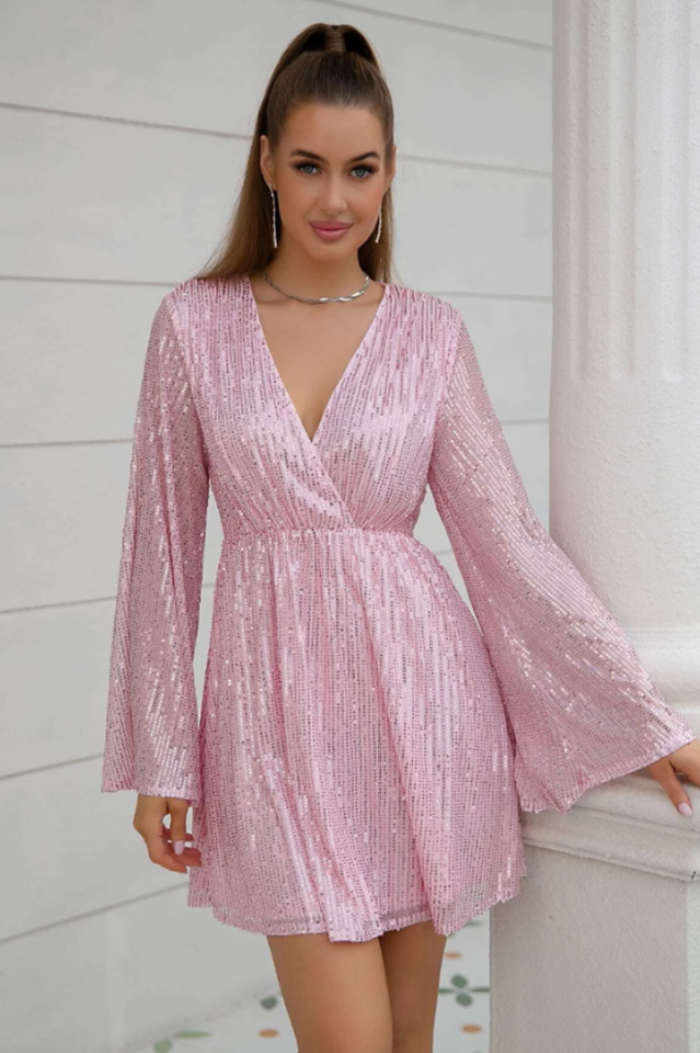 Plunging Neck Sequin Dress | Dress In Beauty