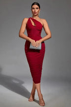 Asymmetric One-Shoulder Midi Dress - View 22 | WEUXS