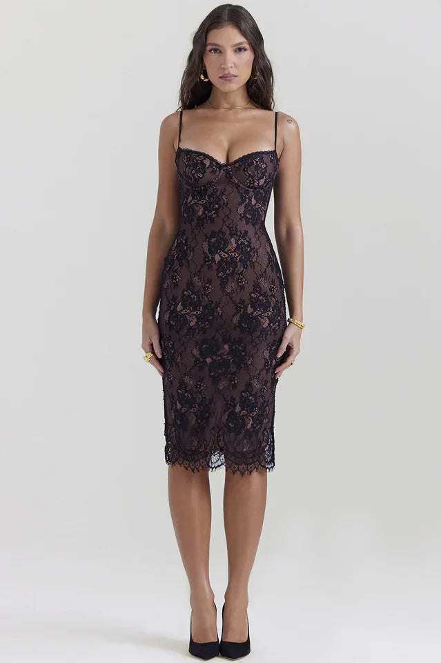 Black Lace Midi Dress | Evening & Special Occasion Secondary image