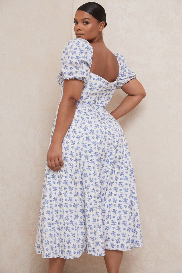 Tallulah Floral Puff Sleeve Midi Dress | Dress In Beauty