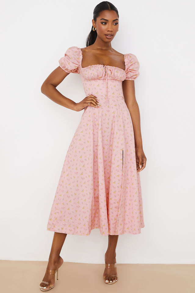 Tallulah Floral Puff Sleeve Midi Dress | Dress In Beauty
