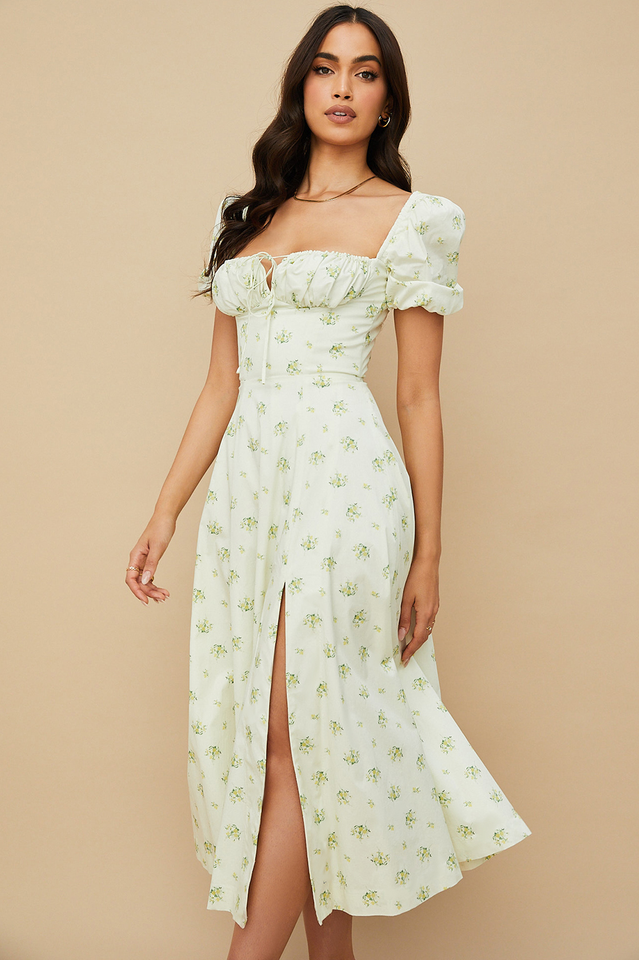 Tallulah Floral Puff Sleeve Midi Dress | Dress In Beauty