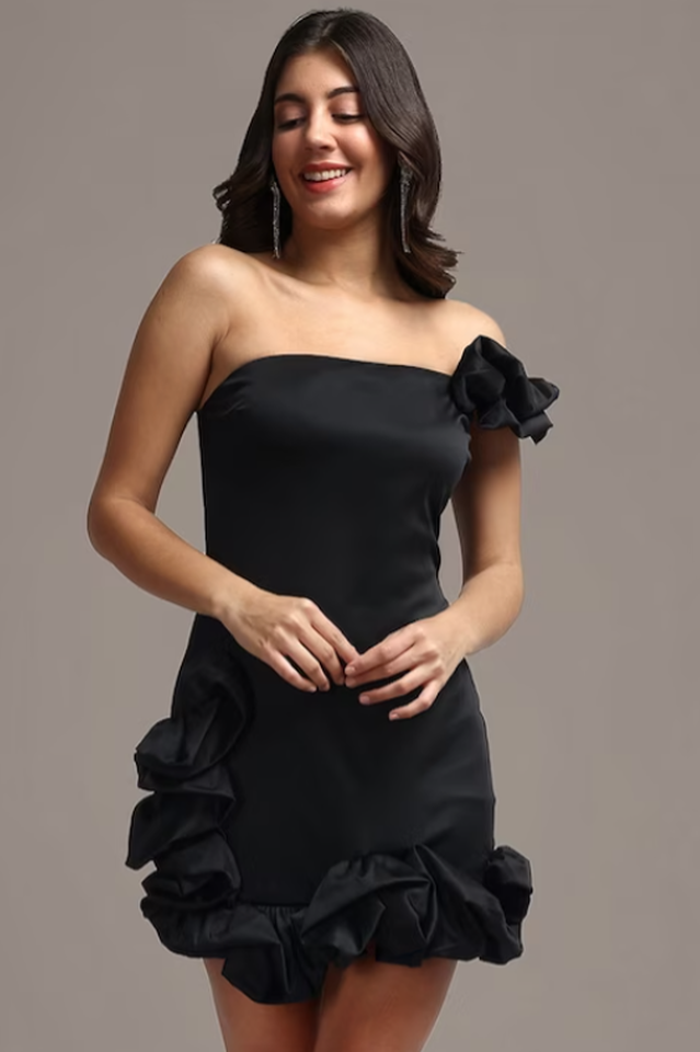 One Shoulder Ruffled Sheath Mini Dress | Dress In Beauty