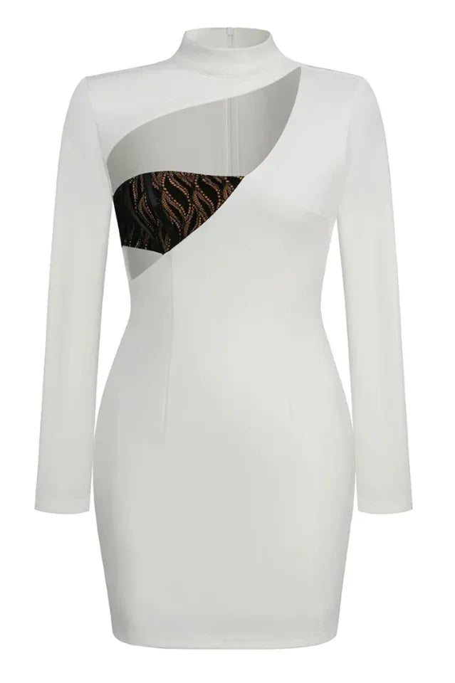 Cutout Mock Neck Mini Dress - View 8 | WEUXS