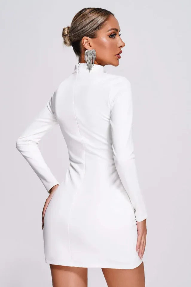 Cutout Mock Neck Mini Dress - View 6 | WEUXS