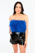 Fancy Strapless Feather Crop Top | Dress In Beauty