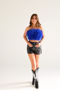 Fancy Strapless Feather Crop Top | Dress In Beauty