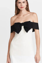 Off Shoulder Bow Dress in White - View 14 | WEUXS