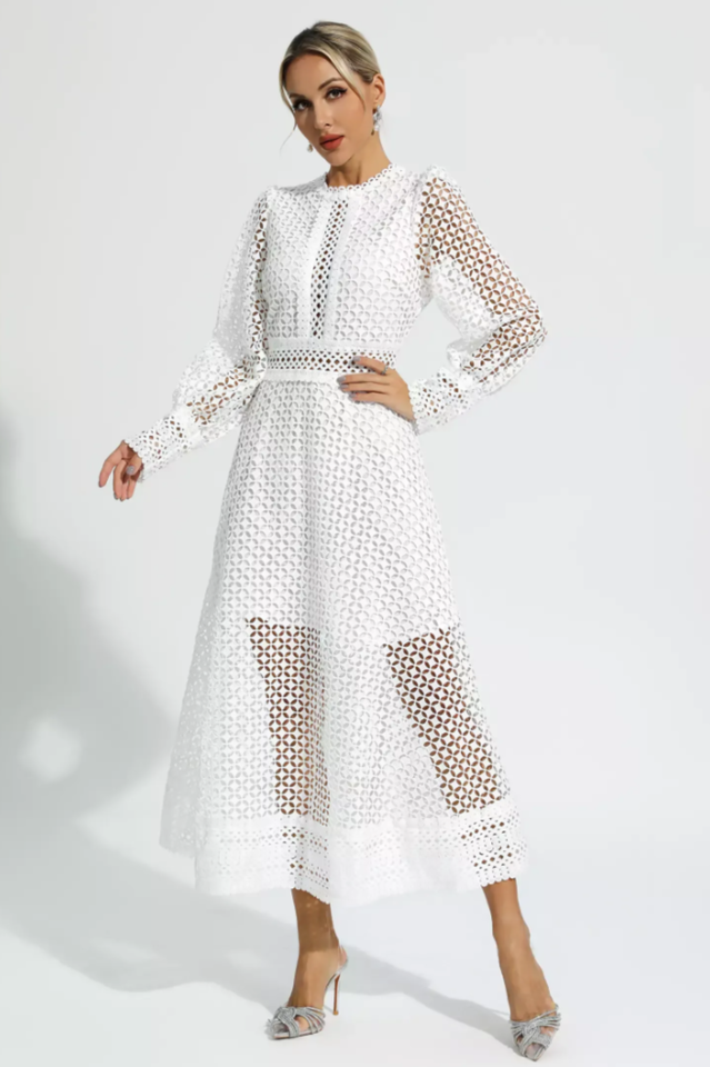 Puff Sleeves Fit & Flare Midi Dress | Dress In Beauty