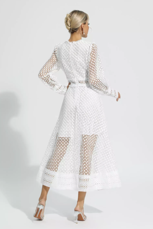 Puff Sleeves Fit & Flare Midi Dress | Dress In Beauty