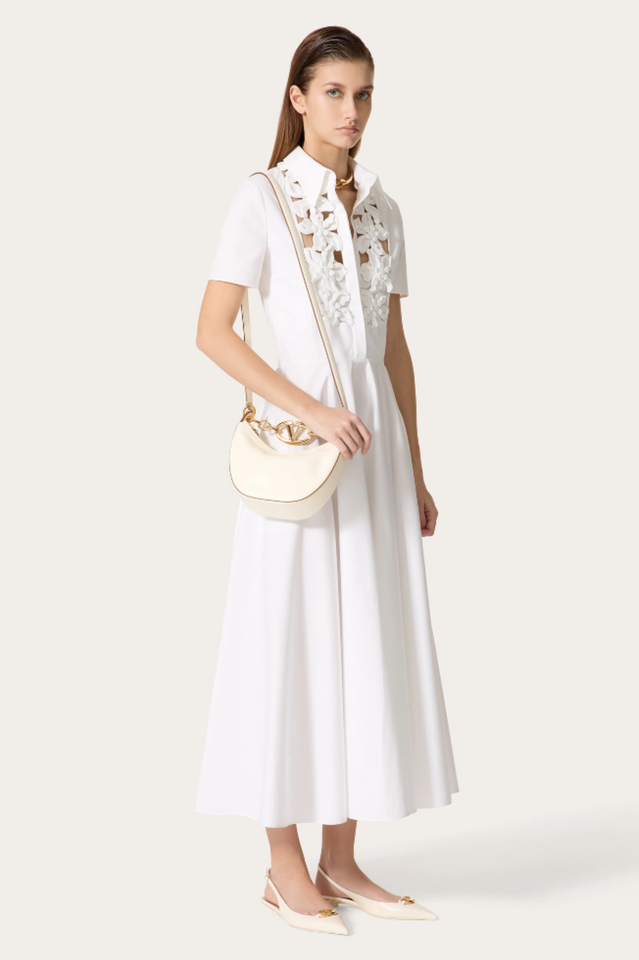 Cotton Poplin 3D Flower Midi Dress | Dress In Beauty