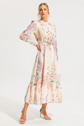 Floral Long Sleeve Maxi Dress With Belt | Dress In Beauty