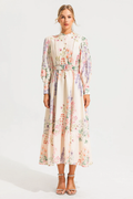 Floral Long Sleeve Maxi Dress With Belt | Dress In Beauty
