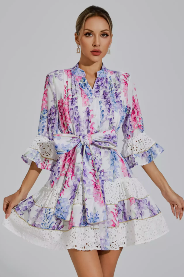 Kimora Floral Belted Mini Dress | Dress In Beauty