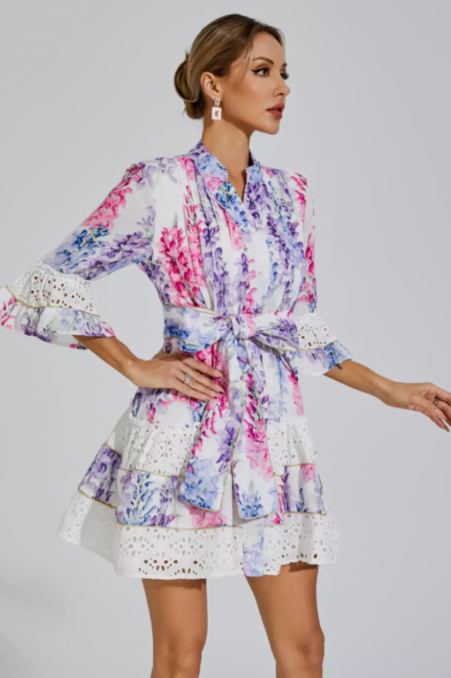 Kimora Floral Belted Mini Dress | Dress In Beauty