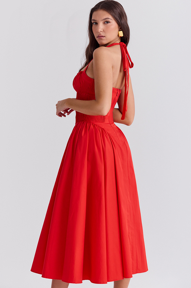 Adabella Cotton Halter Midi Sundress | Dress In Beauty