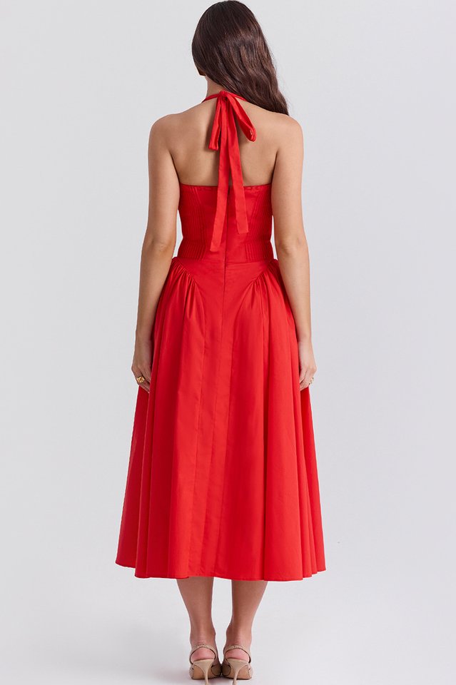 Adabella Cotton Halter Midi Sundress | Dress In Beauty