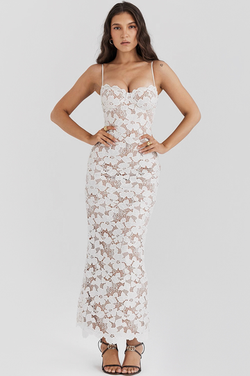 Pearl White Floral Embroidered Maxi Dress | Dress In Beauty