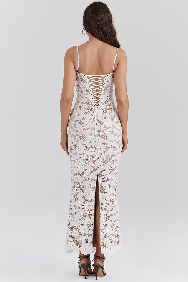 Pearl White Floral Embroidered Maxi Dress | Dress In Beauty