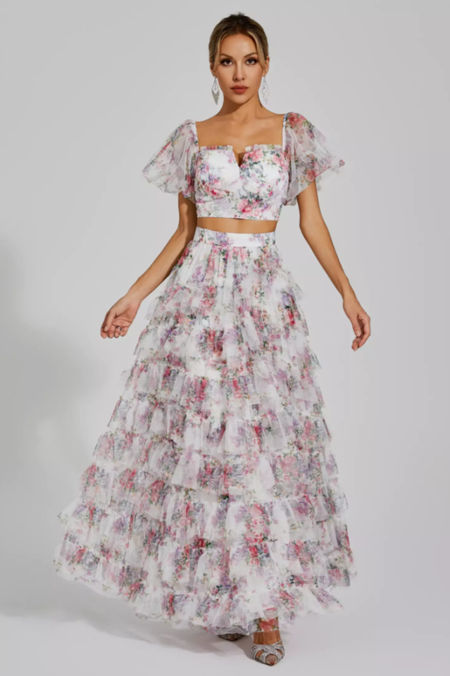 Braylee Purple Floral Ruched Set | Dress In Beauty