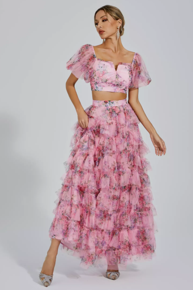 Braylee Purple Floral Ruched Set | Dress In Beauty