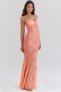 Cordelia Sorbet Lace Godet Maxi Dress | Dress In Beauty