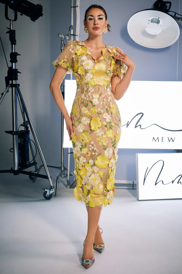 Sally V Neck Floral Midi Dress | Dress In Beauty