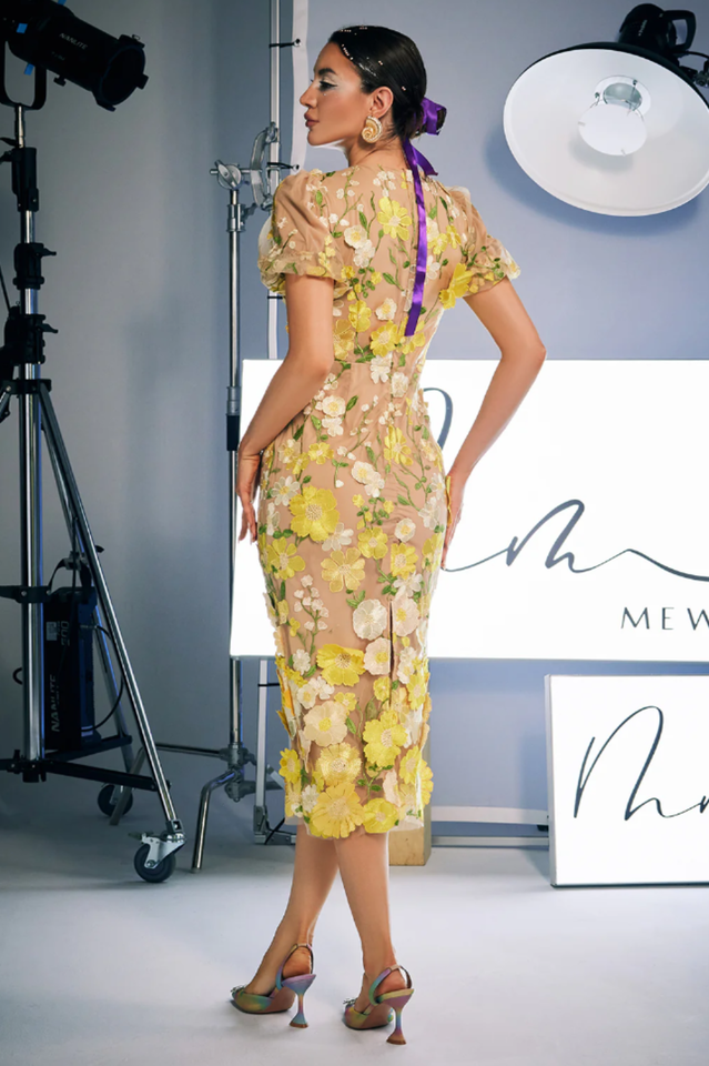 Sally V Neck Floral Midi Dress | Dress In Beauty