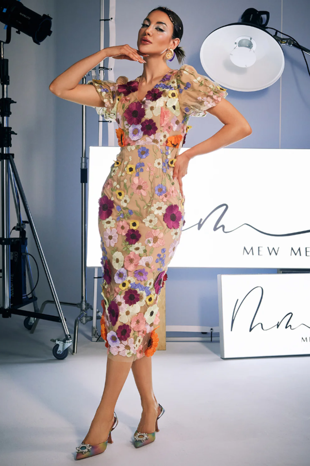 Sally V Neck Floral Midi Dress | Dress In Beauty