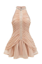Draped Crystal Stone Detail Design Dress - WEUXS