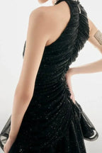 Draped Halter Neck Embellished Dress - View 10 | WEUXS